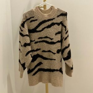 Long tan and black sweater